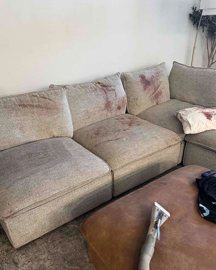 Sectional sofa, before cleaning
